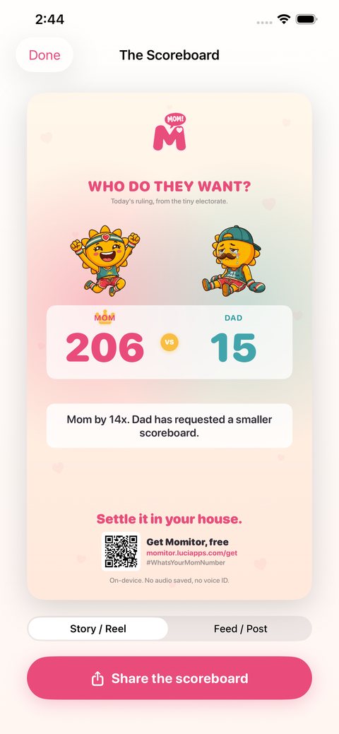 Momitor's Listen screen