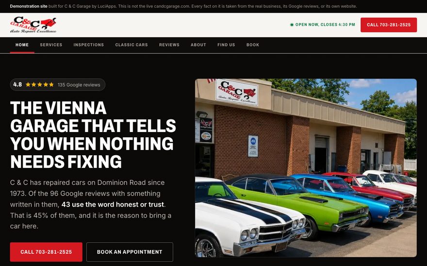 C & C Garage website build