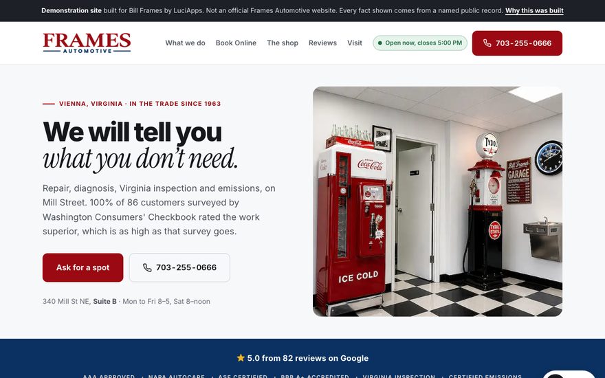 Frames Automotive website build